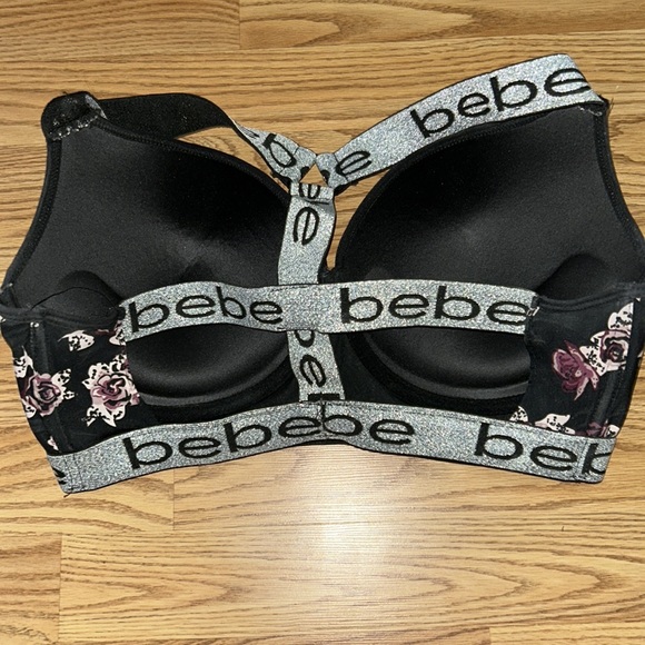 bebe Black and Purple Floral Bra - Picture 4 of 5